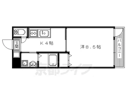京阪電気鉄道京阪線 樟葉駅 徒歩15分 3階建 築24年(1K/3階)の間取り写真