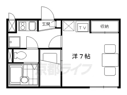 片町線 津田駅 徒歩9分 2階建 築16年(1K/1階)の間取り写真