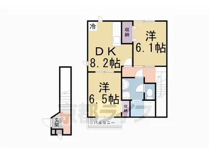 京阪電気鉄道京阪線 枚方公園駅 徒歩4分 2階建 築22年(2DK/2階)の間取り写真