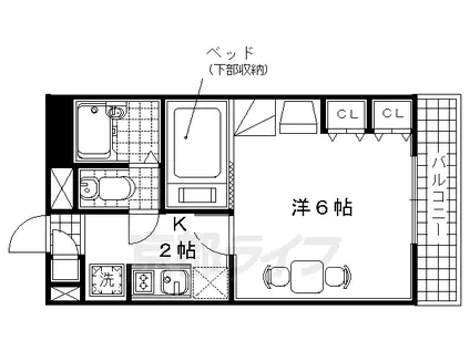 片町線 長尾駅(大阪) 徒歩5分 2階建 築24年(1K/1階)の間取り写真