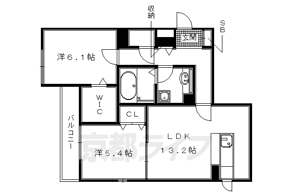 京阪電気鉄道京阪線 樟葉駅 徒歩13分 3階建 築7年(2LDK/1階)の間取り写真