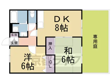 京阪電気鉄道京阪線 枚方公園駅 徒歩12分 2階建 築26年(2DK/1階)の間取り写真
