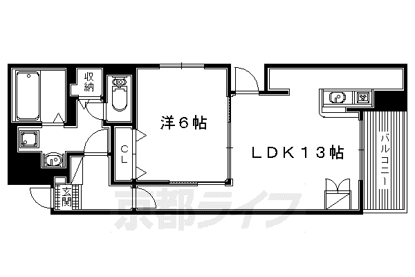 片町線 藤阪駅 徒歩14分 4階建 築7年(1LDK/2階)の間取り写真