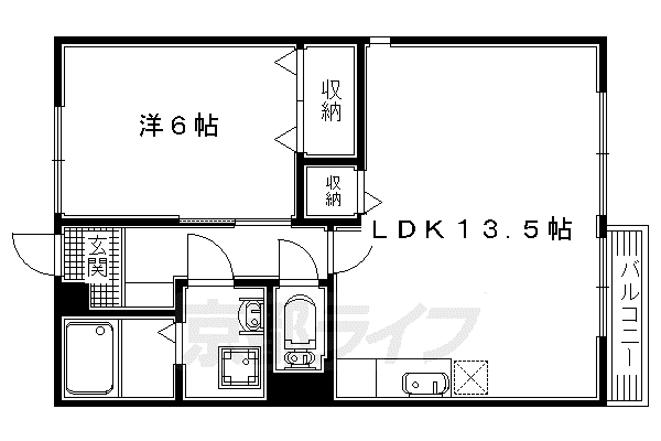 アムール下村(1LDK/2階)の間取り写真
