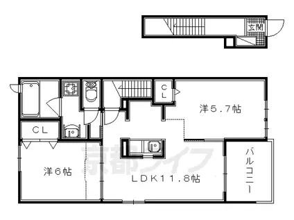 京阪電気鉄道京阪線 光善寺駅 徒歩12分 2階建 築6年(2LDK/2階)の間取り写真