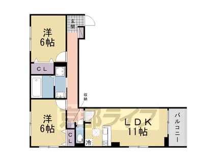 片町線 藤阪駅 徒歩24分 3階建 築5年(2LDK/1階)の間取り写真