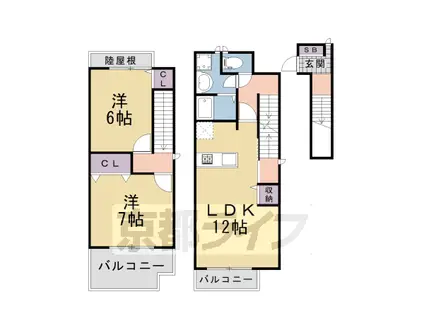アルカンシエル・グラース(2LDK/2階)の間取り写真