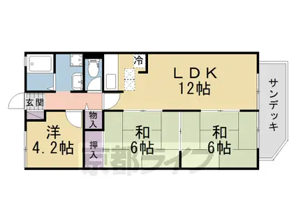 京阪電気鉄道交野線 星ケ丘駅(大阪) 徒歩14分 2階建 築34年(3LDK/2階)の間取り写真