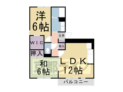 京阪電気鉄道京阪線 枚方公園駅 徒歩14分 3階建 築26年(2LDK/3階)の間取り写真