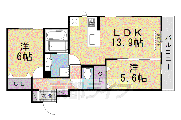 京阪電気鉄道京阪線 樟葉駅 徒歩15分 2階建 築8年(2LDK/2階)の間取り写真