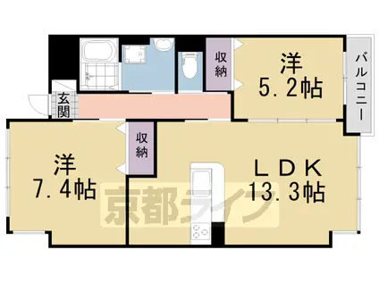 京阪電気鉄道京阪線 樟葉駅 徒歩20分 3階建 築14年(2LDK/3階)の間取り写真