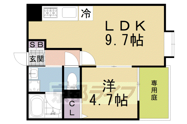 片町線 津田駅 徒歩4分 2階建 築5年(1LDK/1階)の間取り写真