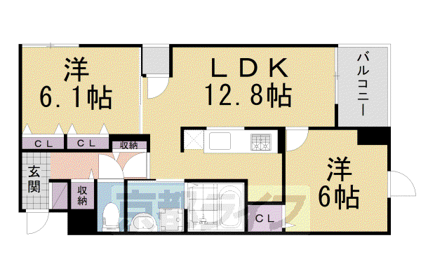 京阪電気鉄道京阪線 光善寺駅 徒歩4分 5階建 築5年(2LDK/3階)の間取り写真