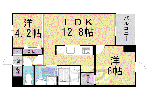 京阪電気鉄道京阪線 光善寺駅 徒歩4分 5階建 築5年(2LDK/4階)の間取り写真