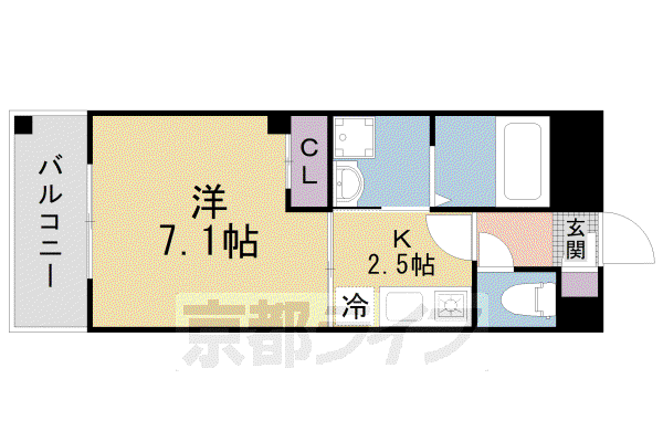 京阪電気鉄道京阪線 樟葉駅 徒歩9分 5階建 築6年(1K/4階)の間取り写真