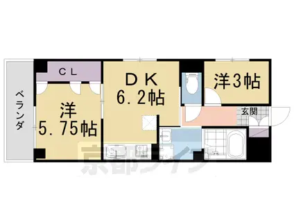 京阪電気鉄道京阪線 樟葉駅 徒歩9分 5階建 築5年(2DK/3階)の間取り写真