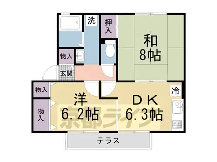 京阪電気鉄道京阪線 樟葉駅 徒歩17分 2階建 築29年(2DK/1階)の間取り写真