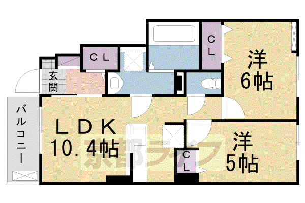 片町線 藤阪駅 徒歩37分 2階建 築5年(2LDK/1階)の間取り写真