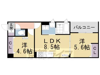 片町線 藤阪駅 徒歩11分 3階建 築3年(2LDK/2階)の間取り写真
