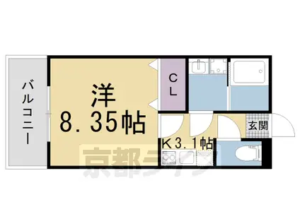 京阪電気鉄道京阪線 牧野駅 徒歩30分 3階建 築4年(1K/2階)の間取り写真