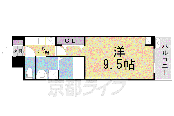 京阪電気鉄道京阪線 光善寺駅 徒歩6分 3階建 築4年(1K/2階)の間取り写真