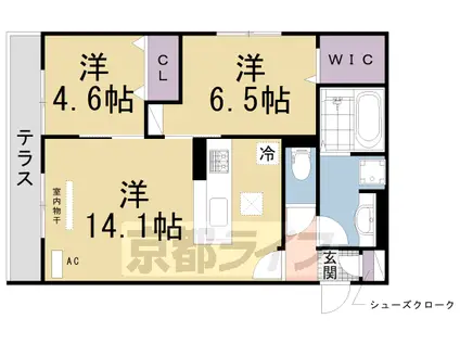 片町線 津田駅 徒歩4分 3階建 築4年(2LDK/1階)の間取り写真