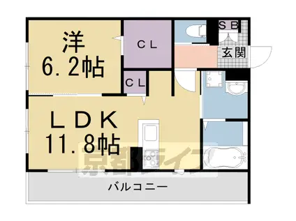 片町線 長尾駅(大阪) 徒歩2分 3階建 築4年(1LDK/2階)の間取り写真