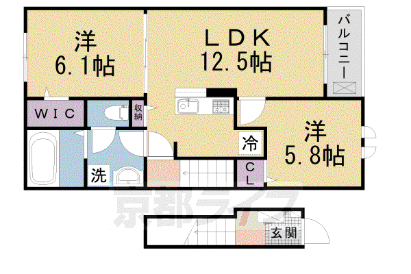 エスペランサ(2LDK/2階)の間取り写真
