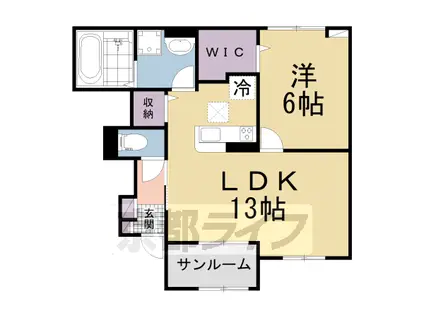 片町線 木津駅(京都) 徒歩17分 2階建 築4年(1LDK/1階)の間取り写真