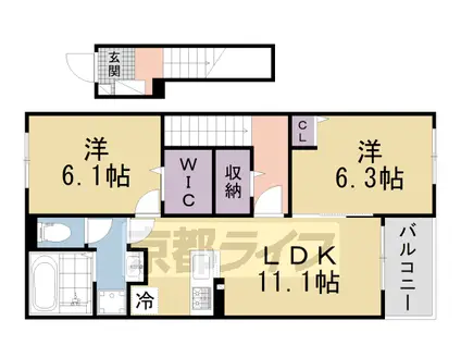 関西本線 加茂駅(京都) 徒歩7分 2階建 築1年(2LDK/2階)の間取り写真
