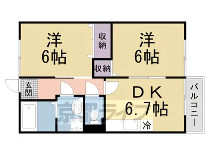 関西本線 加茂駅(京都) 徒歩8分 2階建 築29年(2DK/2階)の間取り写真