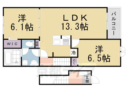 関西本線 加茂駅(京都) 徒歩7分 2階建 築2年(2LDK/2階)の間取り写真