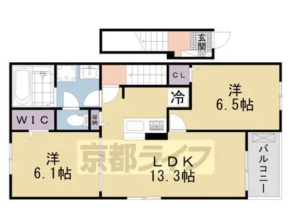 関西本線 加茂駅(京都) 徒歩7分 2階建 築1年(2LDK/2階)の間取り写真
