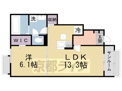 奈良線 上狛駅 徒歩7分 2階建 築1年(1LDK/1階)の間取り写真