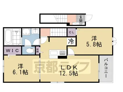 関西本線 木津駅(京都) 徒歩17分 2階建 築1年(2LDK/2階)の間取り写真