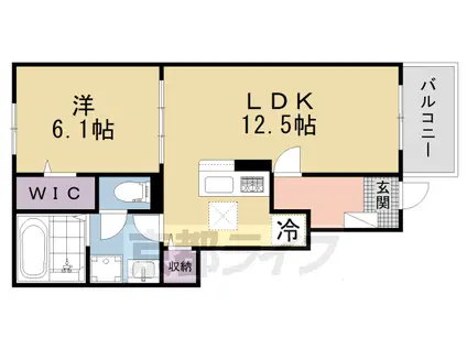 関西本線 木津駅(京都) 徒歩17分 2階建 築1年(1LDK/1階)の間取り写真