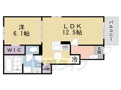関西本線 木津駅(京都) 徒歩17分 2階建 築1年(1LDK/1階)の間取り写真