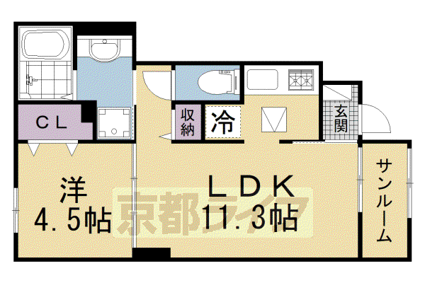片町線 西木津駅 徒歩10分 2階建 築1年(1LDK/1階)の間取り写真