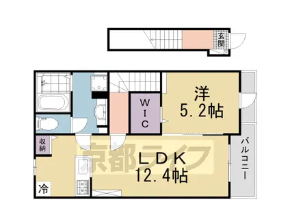 片町線 西木津駅 徒歩10分 2階建 築1年(1LDK/1階)の間取り写真