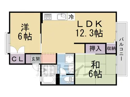 近鉄京都線 狛田駅 徒歩5分 2階建 築35年(2LDK/2階)の間取り写真