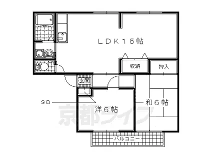 フラッグスタッフハイツA棟・B棟(2LDK/2階)の間取り写真