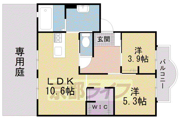 片町線 下狛駅 徒歩7分 2階建 築31年(2LDK/1階)の間取り写真