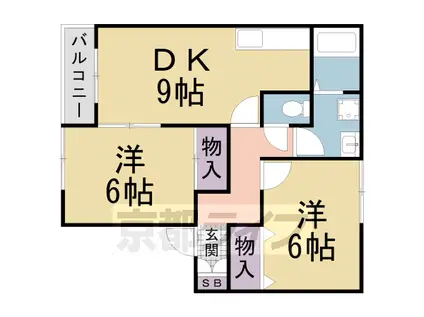 関西本線 加茂駅(京都) 徒歩10分 2階建 築28年(2DK/1階)の間取り写真