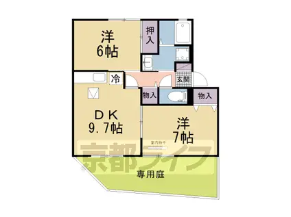関西本線 木津駅(京都) 徒歩37分 2階建 築30年(2LDK/1階)の間取り写真