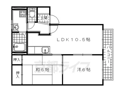 奈良線 玉水駅 徒歩5分 2階建 築24年(2LDK/2階)の間取り写真