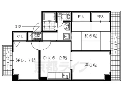バーベナ光台 EI棟(3DK/2階)の間取り写真