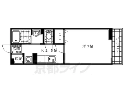 片町線 祝園駅 徒歩6分 2階建 築15年(1K/2階)の間取り写真