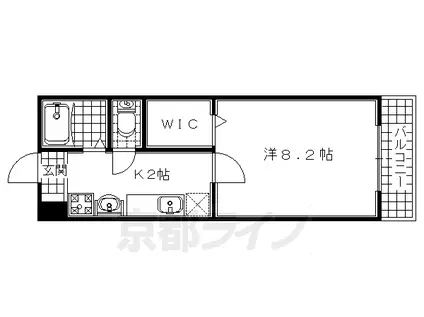 近鉄京都線 新祝園駅 徒歩3分 2階建 築23年(1K/2階)の間取り写真