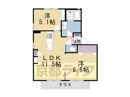 ベルビュ(2LDK/1階)の間取り写真