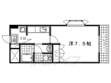 奈良線 木津駅(京都) 徒歩10分 2階建 築23年(1K/2階)の間取り写真